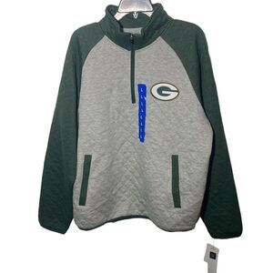 G-III Men's NFL Green Bay Packers 1/4 Zip Pullover Large Green/Gray Fan Gear L